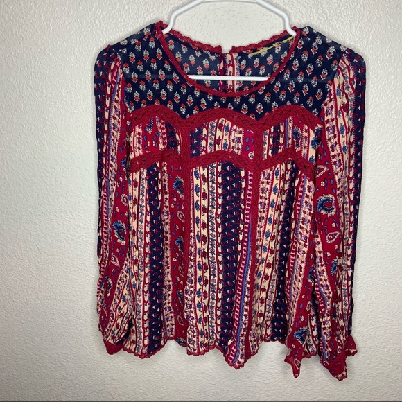 Anthropologie Maeve Gretchen Patchwork Blouse Size Medium - Picture 8 of 11